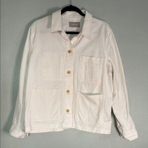 Everlane White Denim Patch Pocket Shirt Jacket Chore Jacket Utility Women’s XL